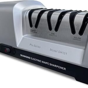 Electric Knife Sharpener Pro Series, 3-Stage - 100% Diamond Abrasives - Knife Sharpener Electric for all Kitchen Knives - Super Quiet